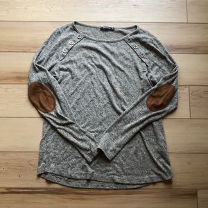 Lightweight Sweater with Button Detail and Elbow Patches